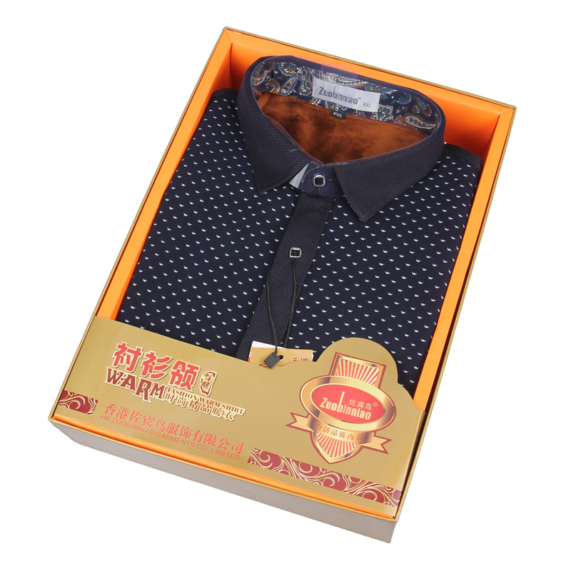 New no-iron warm shirt, casual thickened and fleece milk silk long-sleeved shirt details Picture