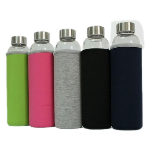 Creative heat-resistant glass portable transparent tape sheath steel cover large sports fashion water bottle thumbnail