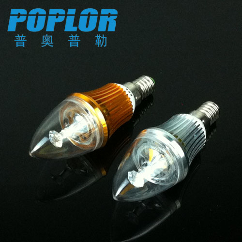 3W LED candle lamp PC cover aluminum tip bubble three ampoule patch bulb constant current wide voltage