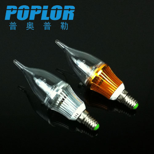 3W LED candle light PC cover aluminum tail three ampoule patch bulb constant current wide voltage