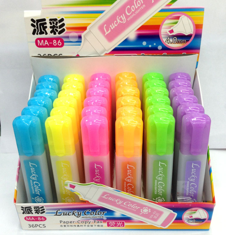 Pie-colored highlighter MA-86 display box fluorescent pen Color pen marker pen