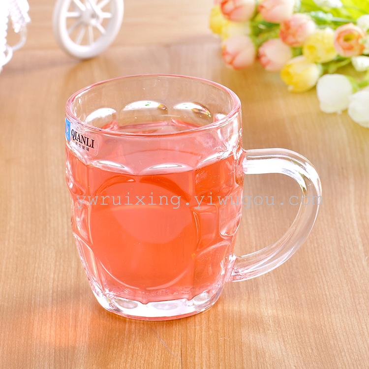 透明玻璃把杯啤酒杯果汁杯饮料杯创意玻璃杯透明水杯产品图
