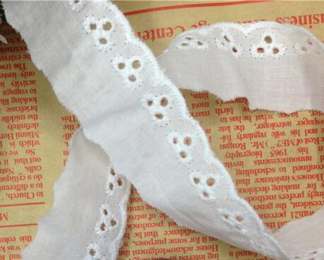 Cotton Small Three Holes Embroidery Lace The Most Popular Toy Lace, Soft Material Available!