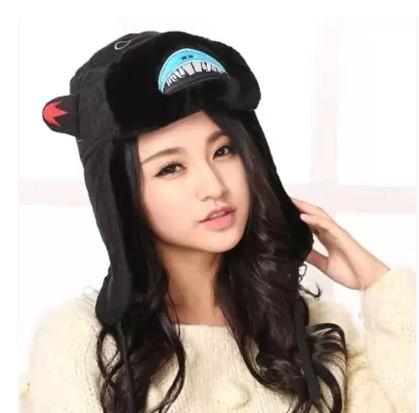 Men and women thickened warm outdoor ear protection hat winter Korean couples cute selling cute shark demon Lei Feng hat full figure