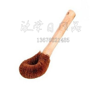 Wooden-handled coconut palm brush, oil-free pan brush, oil-free coconut palm brush, cleaning brush