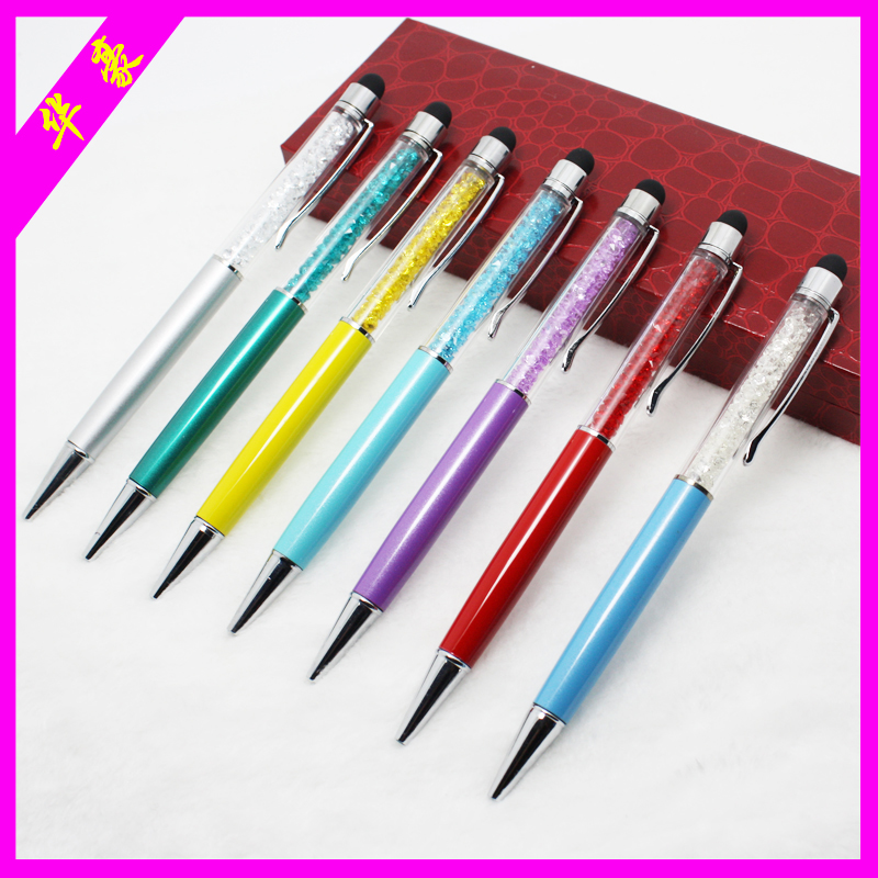 Water diamond pen, water diamond ballpoint pen, crystal metal pen, crystal touch pen, gemstone ballpoint pen factory direct sales Specification image