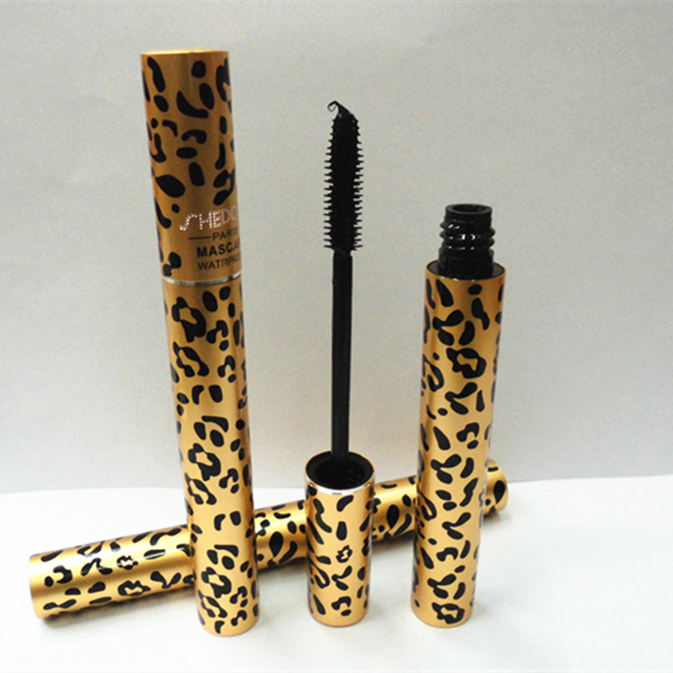 Gold leopard print mascara color display and silicone brush head waterproof growth cream