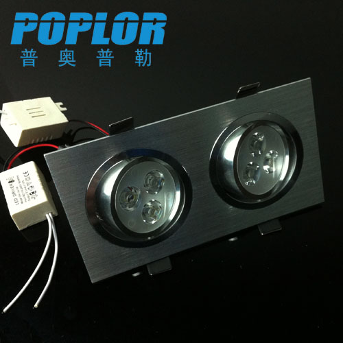 LED双头天花灯3W*2 筒灯拉丝铝 贴片恒流太阳花散热产品图