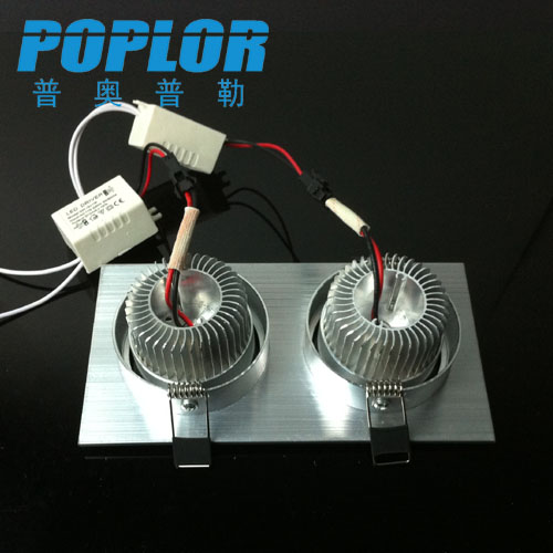 LED双头天花灯3W*2 筒灯拉丝铝 贴片恒流太阳花散热细节图