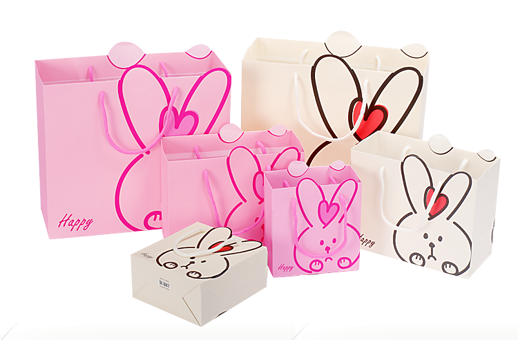 Beautiful Gift Bag Rice White Bottom Rabbit Gift Bag Gift Bag Gift Bag Gift Bag Paper Shopping Bag Carrying Paper Bag details Picture