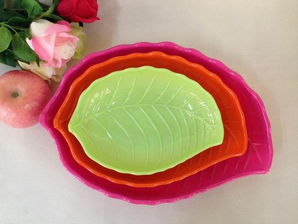 Melamine plastic fruit tray fashion creative melon seed tray snacks tray sugar rice tray, fruit tray leaves