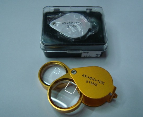 (Crystal Optics) Factory direct sales 10x double lens portable jewelry appraisal magnifier