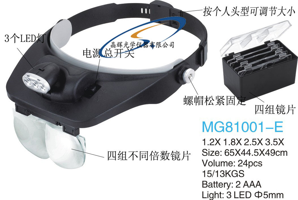 (Jinghui) With 3LED light for the elderly to read the newspaper headwear magnifier 81001E thumbnail