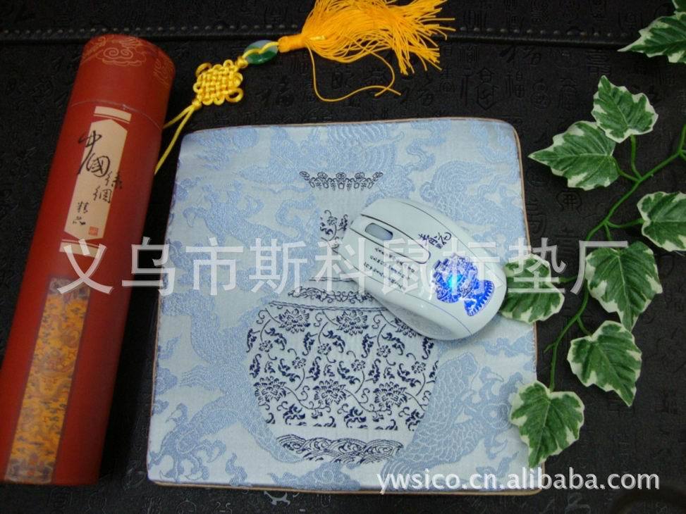 厂家直销节日中国元素礼品广告丝绸织锦鼠标垫套装细节图