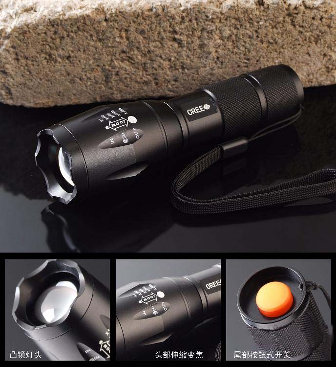 A00 High-intensity flashlight, zoom flashlight, rechargeable flashlight, T6 genuine L2 mini long-range camera details Picture