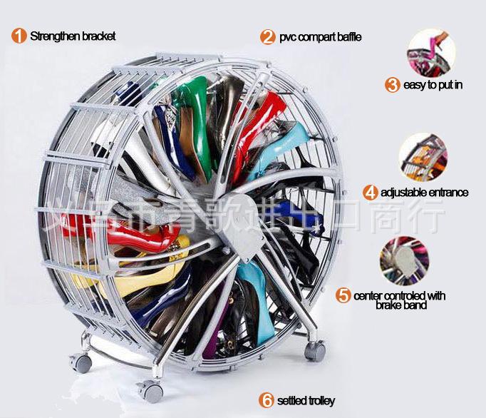 TS厂家直销 家居用品 新款圆形鞋柜 摩天轮鞋架 小号旋转鞋架