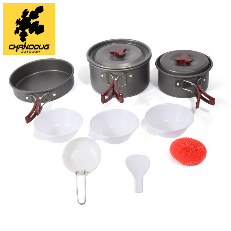 Xanoduji outdoor tableware for 3-5 people, camping and barbecue equipment, folding picnic pot sets