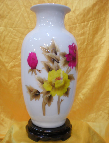 麦秆画 陶瓷 中国红 冬瓜瓶工艺品