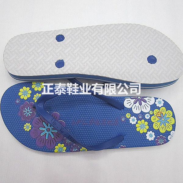 Custom-made blue high-frequency pressed women's PE flip-flops by the manufacturer Application Scenario