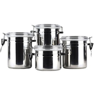 High-Grade Stainless Steel Sealed Tank, Storage Tank, Fresh-Keeping Tank, Tea Can 4 Sets