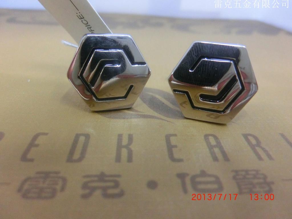 Hexagonal irregularly lined cufflink accessory