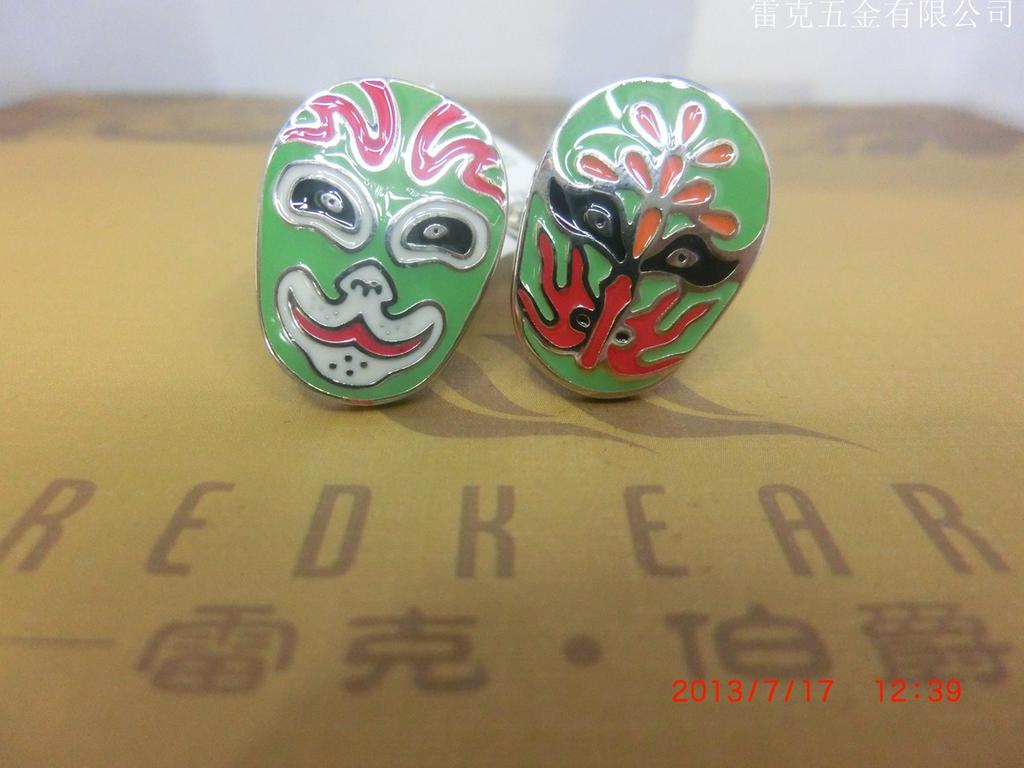 个性脸谱袖扣，绿色饰品