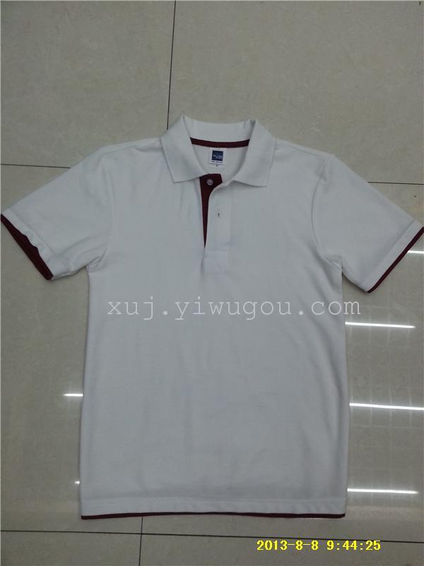 Casual Korean version of matching color lapel T-shirt advertising shirt thumbnail