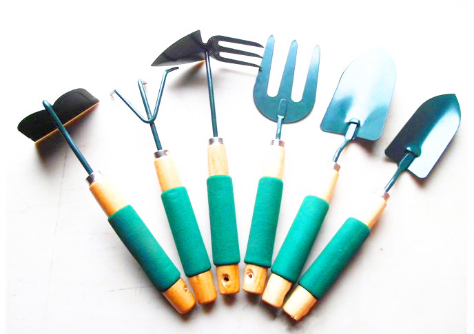 海绵柄园林工具6件套 铲子 叉子 锄头 爪子 花园工具 五金工具