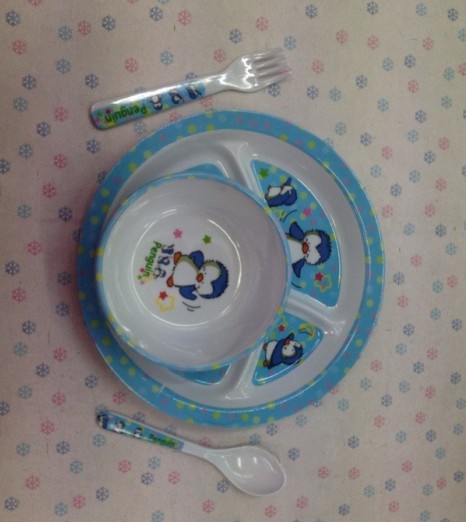 Children's four-piece round melamine tableware set imitated porcelain tableware thumbnail