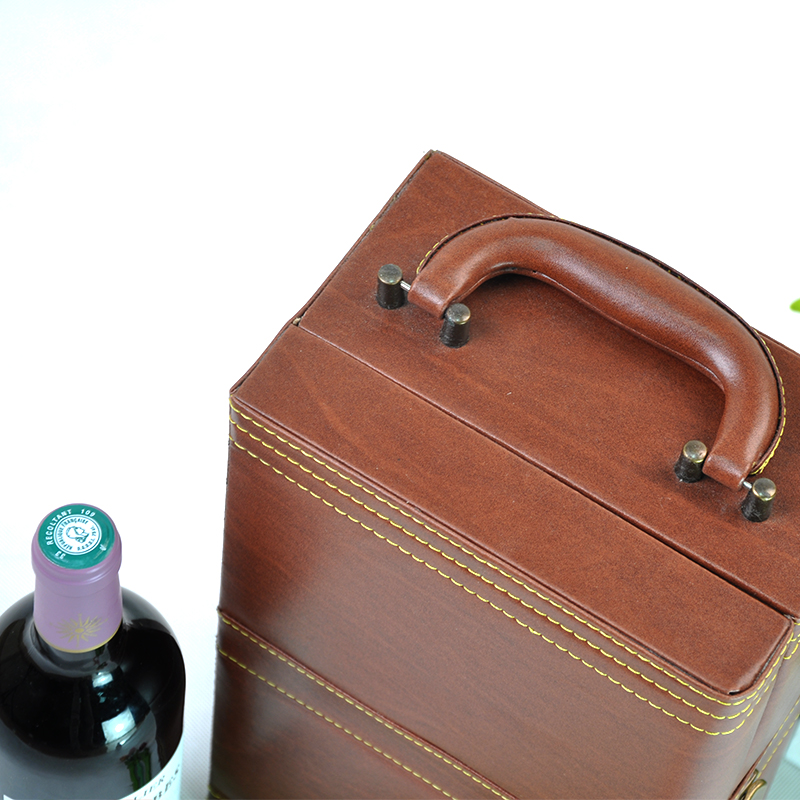 红酒皮盒 双支红酒盒 红酒礼盒 葡萄酒礼盒 红酒包装盒红酒盒详情图4