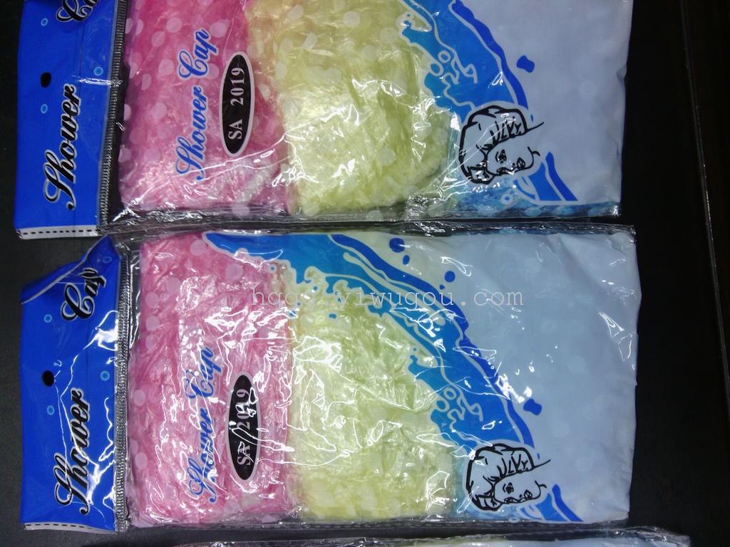 厂家直销带圆点浴帽3个包装，