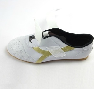 跆拳道 道鞋 正品儿童 成人高级PU皮牛筋底男女金边贴免系鞋细节图