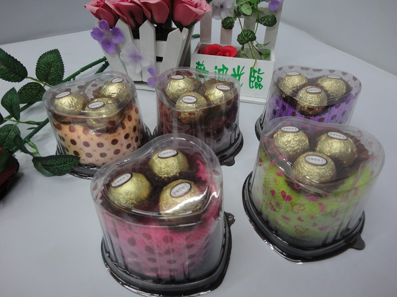 巧克力心毛巾 婚庆礼品 情人节礼品 创意礼品 造型毛巾