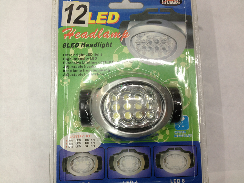 扇形头灯 12LED 钓鱼灯 塑料头灯 603 厂家直销7,9,12,14,19.21，23LED头灯 户外钓鱼野营装图