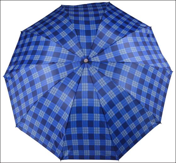 Factory direct sales: 10K65 reinforced classic checkered umbrella, men's folding eye umbrella, three-fold umbrella details Picture