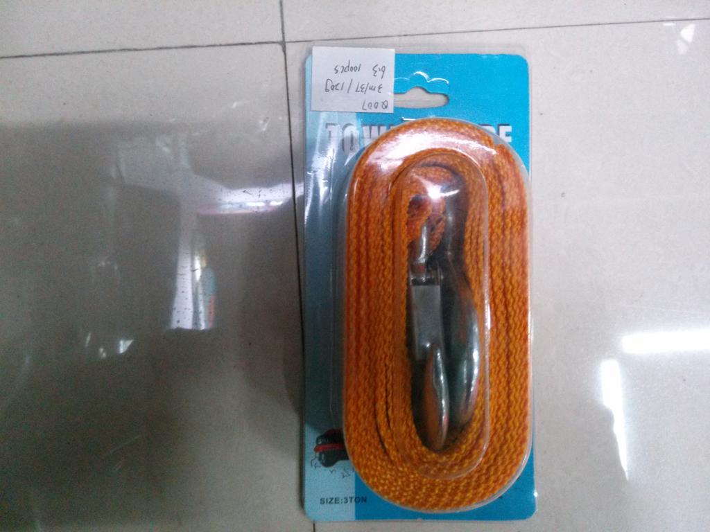3-meter 3-ton fluorescent tow rope for automobiles and off-road vehicles, double-layer thickened rescue rope, towing rope