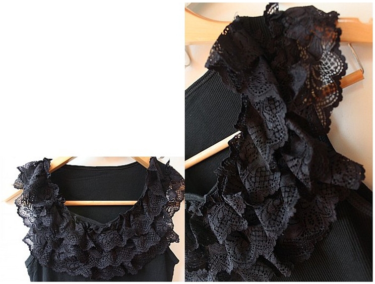 Stylish Women's Triple Lace Y Vest Chrysanthemum Vest With Diamond Vest