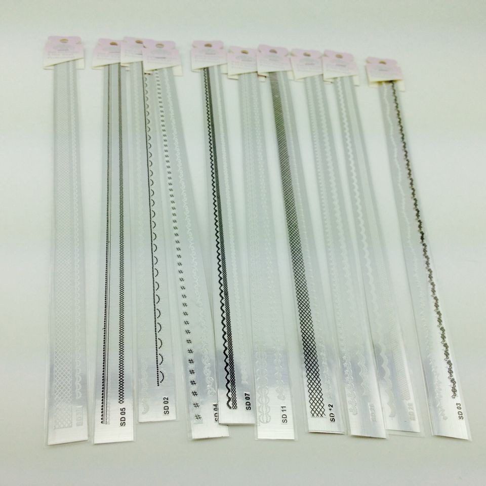 Long lace nail art decals are convenient and won't hurt your hands. They come with adhesive and are available for wholesale Specification image