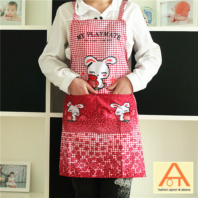 幸福兔围裙 桃皮绒厚款围裙产品图