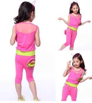 Summer New Children's Clothing Children's Wonderful Smecta Korean Flower Casual Girls Set Children Sleeveless Two-Piece Set details Picture