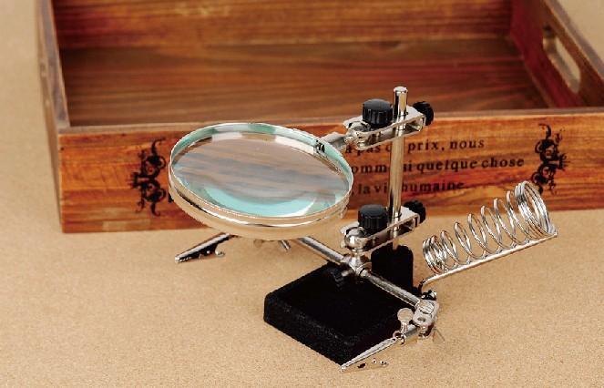 90mm电烙铁金属放大镜 辅助类放大镜 夹式多用途带弹簧