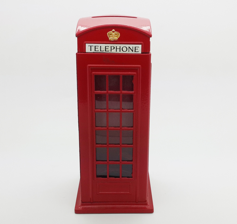 Red phone booth piggy bank in London, UK, retro London piggy bank, metal piggy bank, password piggy bank Application Scenario