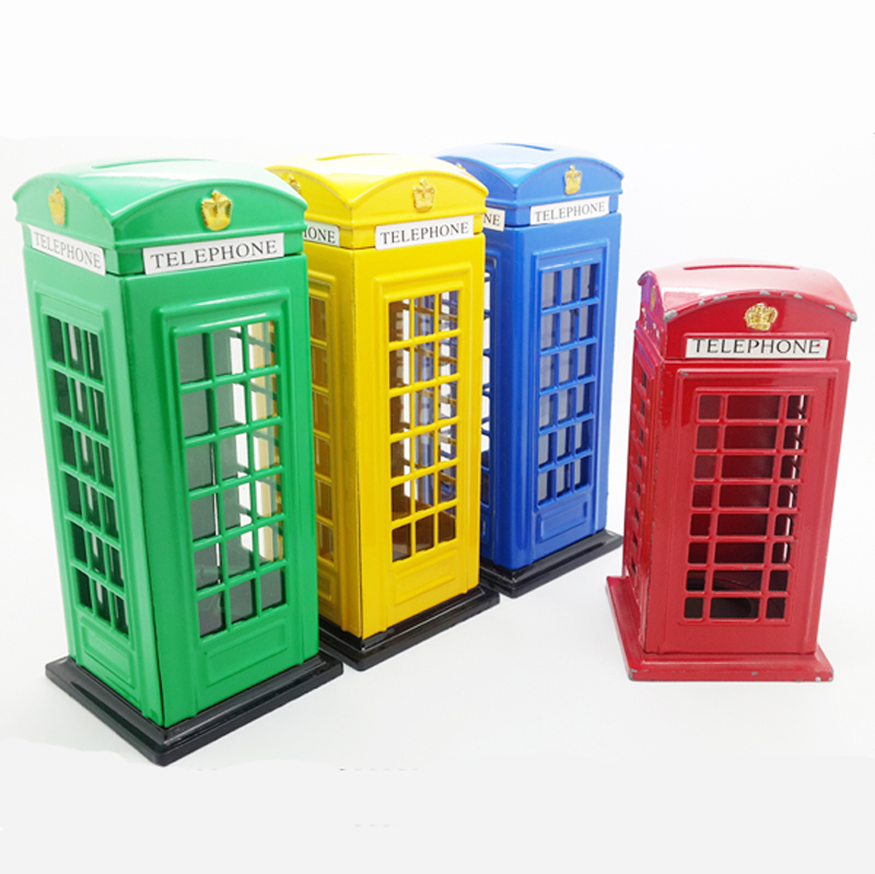 Red phone box piggy bank London piggy bank Postal canister Metal piggy bank Creative piggy bank