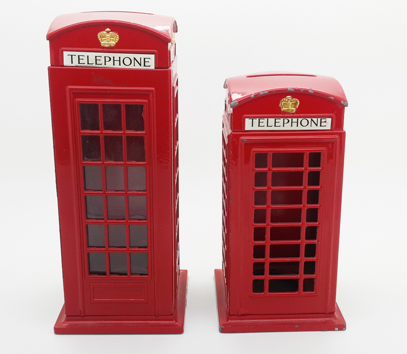 Red phone booth piggy bank in London, UK, retro London piggy bank, metal piggy bank, password piggy bank details Picture