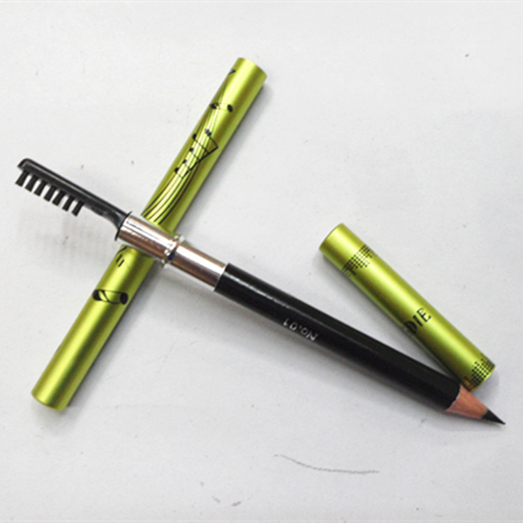 Aluminum cover eyebrow pencil with eyebrow brush metal shell eyebrow pencil green eyebrow pencil