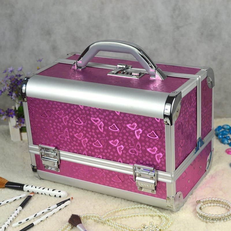 Guanyu new large capacity aluminum professional cosmetic case, double open portable jewelry case