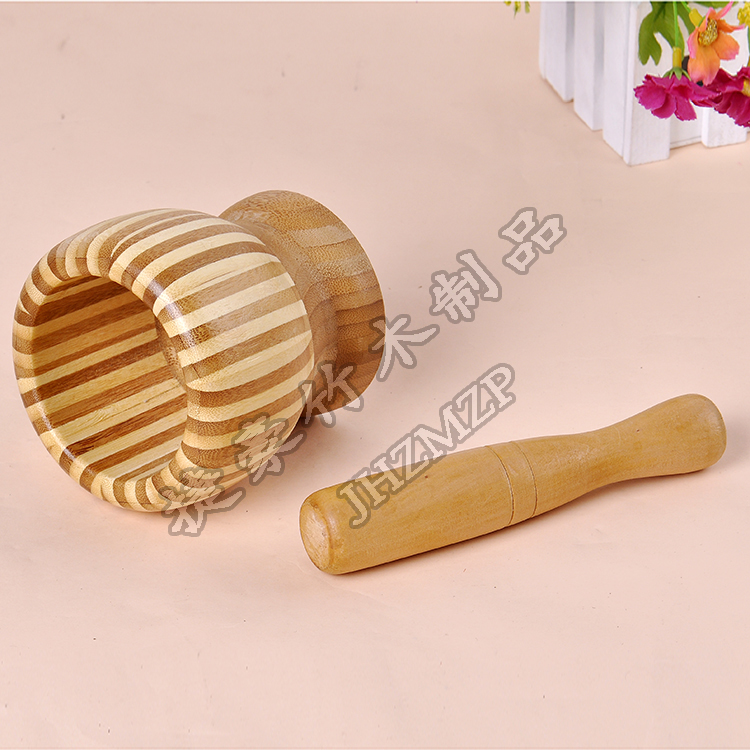 手工小斑马中号竹工艺蒜钵家用竹质蒜钵捣蒜器细节图
