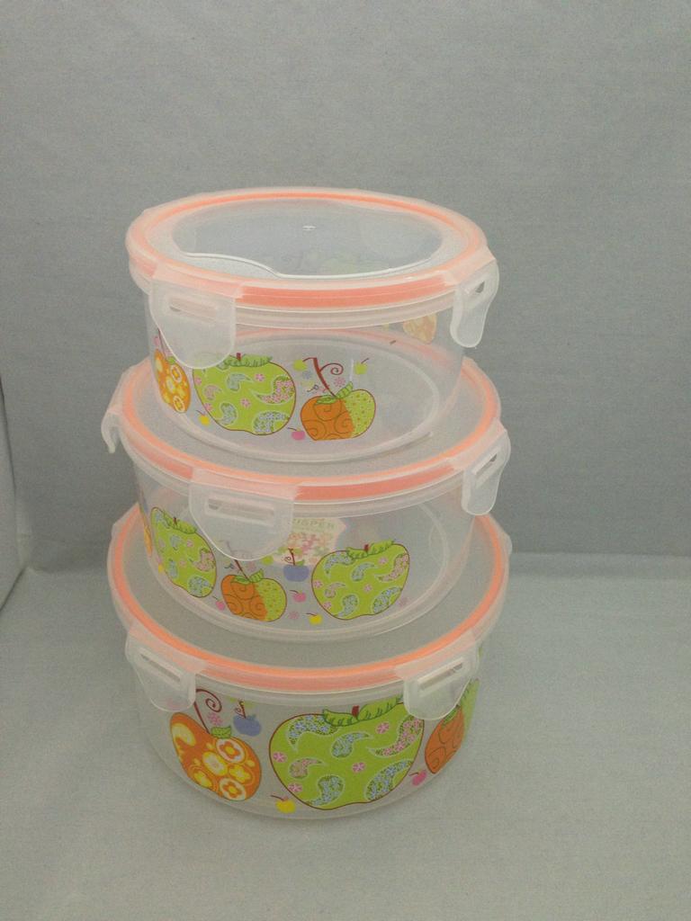 Three-piece set of household food storage containers that can be microwaved 199-2830 Specification image