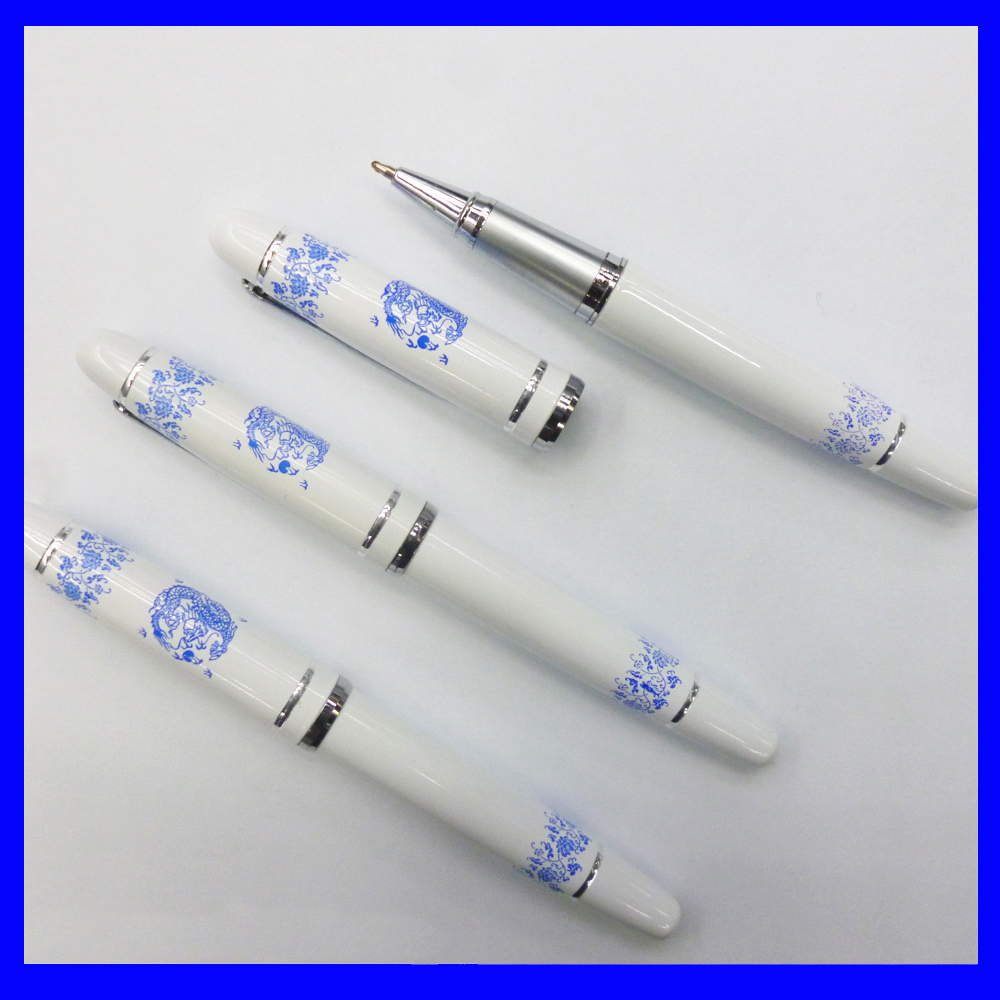 Promotional blue and white porcelain porcelain pens, cultural office gifts, corporate customization, bank annual meeting gift pens are available for purchase details Picture