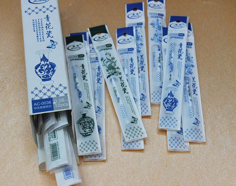 AC-0036 Blue and White porcelain neutral pen core/water pen core 0.38mm/ Full needle black details Picture